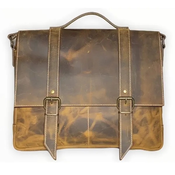 Deri Postacı Çantası – Şık & Fonksiyonel Kahverengi-Taba