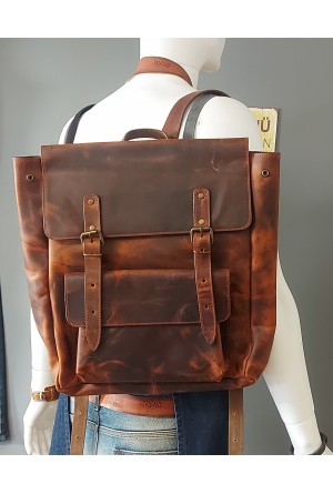 Deri Sırt Çantası – Koyu Kahverengi Traveler Serisi – Unisex & Şık