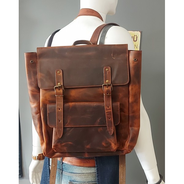 Deri Sırt Çantası – Koyu Kahverengi Traveler Serisi – Unisex & Şık