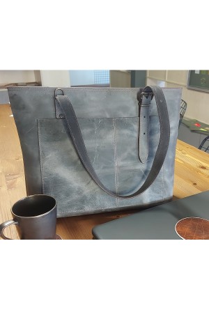 Deri Bayan Omuz Çantası – Gri Hand Serisi – Şık & Fonksiyonel