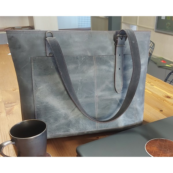 Deri Bayan Omuz Çantası – Gri Hand Serisi – Şık & Fonksiyonel