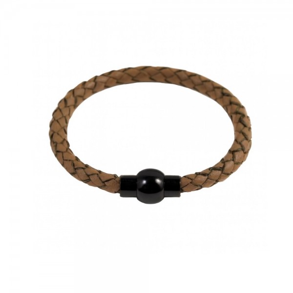 El Örgüsü Hakiki Deri Bileklik Bej