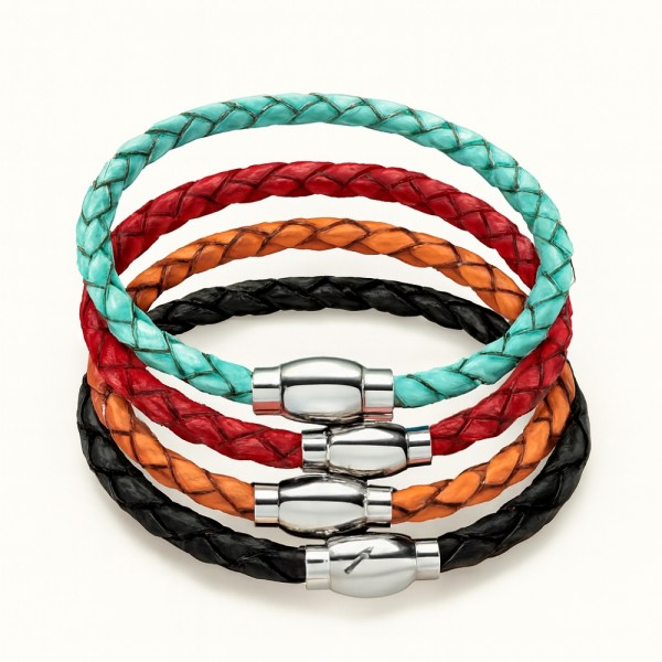 Kırmızı Hakiki Deri El Örgüsü Bileklik | Gümüş Çelik Kapama – Deritel El Örgüsü Hakiki Deri Kırmızı Bileklik – Çelik Kapama | Deritel