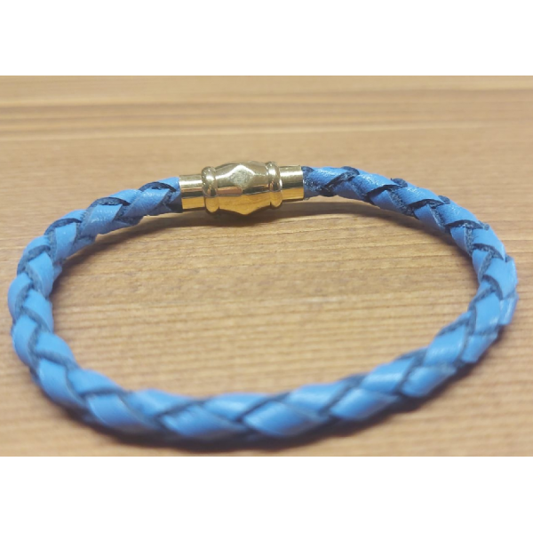 El Örgüsü Gerçek Deri Bileklik Mavi El Örgüsü Gerçek Deri Bileklik Mavi