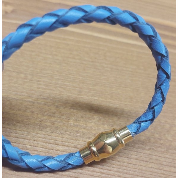 El Örgüsü Gerçek Deri Bileklik Mavi El Örgüsü Gerçek Deri Bileklik Mavi
