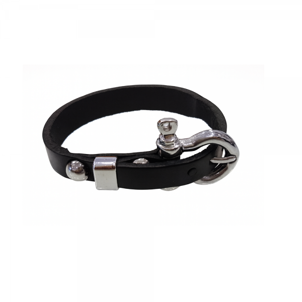 Bileklik Siyah Gerçek Deri Çelik Kapama