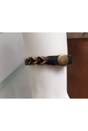 Gerçek Deri Bileklik Deritel Burma Serisi Kahverengi