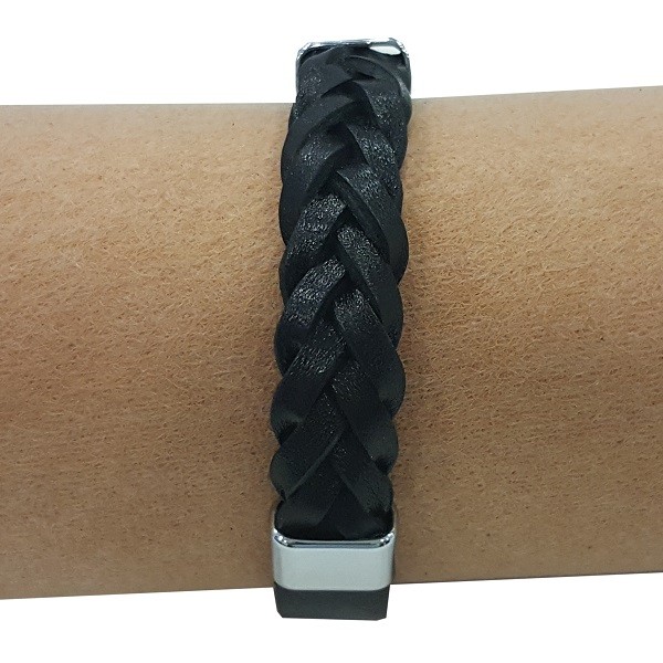 Gerçek Deri Örme Bileklik Klasik Serisi Siyah