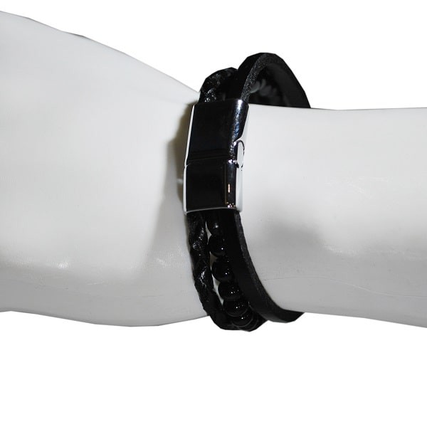 Örmeli Boncuklu Gerçek Deri Bileklik Serisi Siyah Örmeli Boncuklu Gerçek Deri Bileklik Serisi Siyah