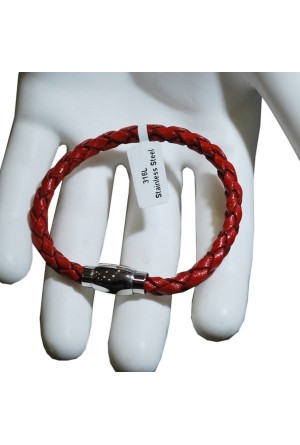 Bracelet Leather Braided Magnet Steel Closure