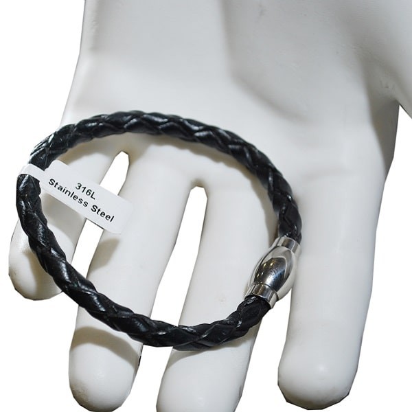 Deritel Deri Örmeli Mıknatıslı Bileklik Çelik Kaplama Siyah Deritel Deri Örmeli Mıknatıslı Bileklik Çelik Kaplama Siyah