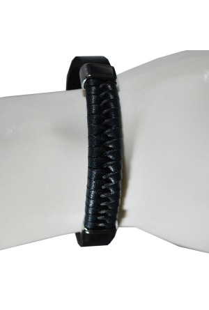 Genuine Leather Black Braided Men's Bracelet - Magnetic Closure