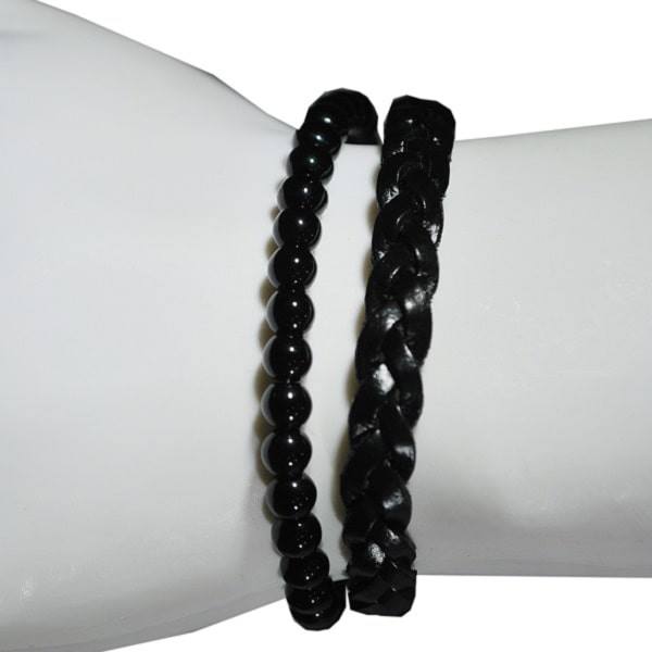 Gerçek Deri Örmeli Boncuklu Bileklik Kombine Kahverengi Gerçek Deri Örmeli Boncuklu Bileklik Kombine Kahverengi