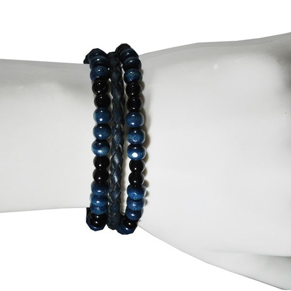 Deritel Örmeli Boncuklu Bileklik Serisi Siyah Mavi Deritel Örmeli Boncuklu Bileklik Serisi Siyah Mavi