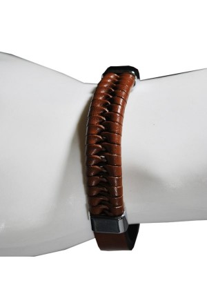 Bracelet Knitted Right Leather Taba Deritel
