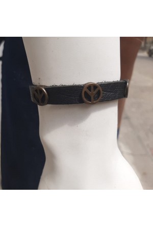 Black Leather Bracelet Deritel Boy Series