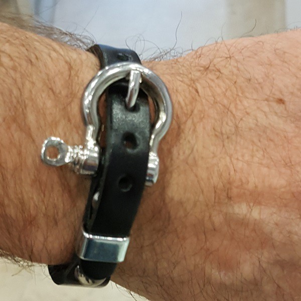 Bileklik Siyah Gerçek Deri Çelik Kapama Bileklik Siyah Gerçek Deri Çelik Kapama