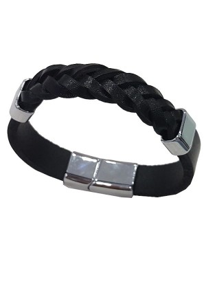 Gerçek Deri Örme Bileklik Klasik Serisi Siyah Gerçek Deri Örme Bileklik Klasik Serisi Siyah