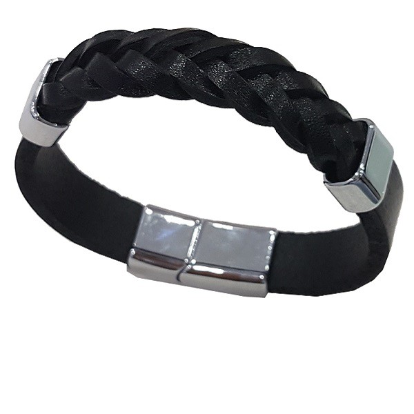 Gerçek Deri Örme Bileklik Klasik Serisi Siyah