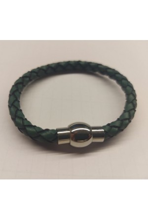 El Örgüsü Gerçek Gerçek Deri Bileklik Yeşil
