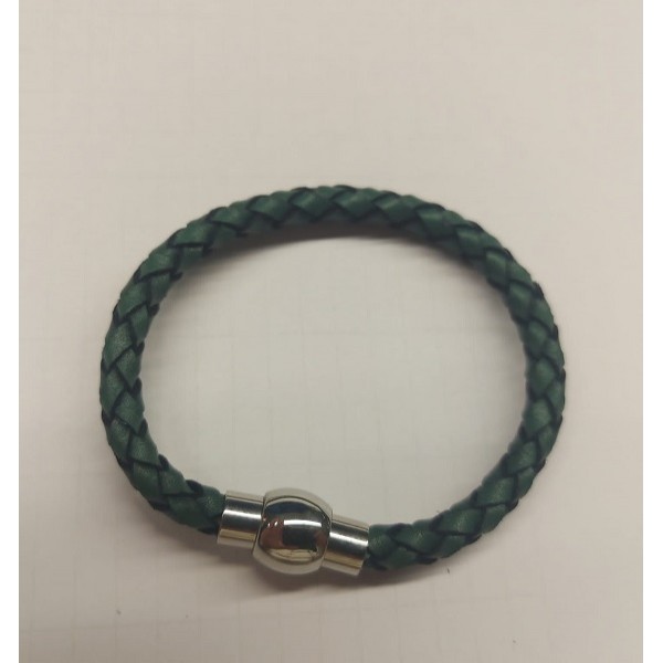 El Örgüsü Gerçek Deri Bileklik Yeşil
