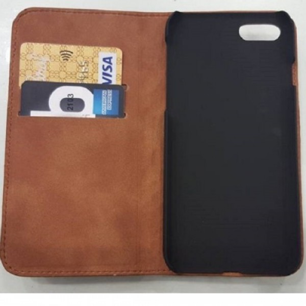 iPhone 7 Plus Cüzdan Kılıf Desen Serisi Taba