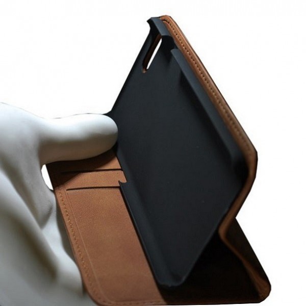 Apple iPhone 7 Plus Hakiki Deri Cüzdan Kılıf Camel