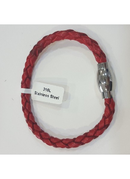 Bracelet Leather Braided Magnet Steel Closure