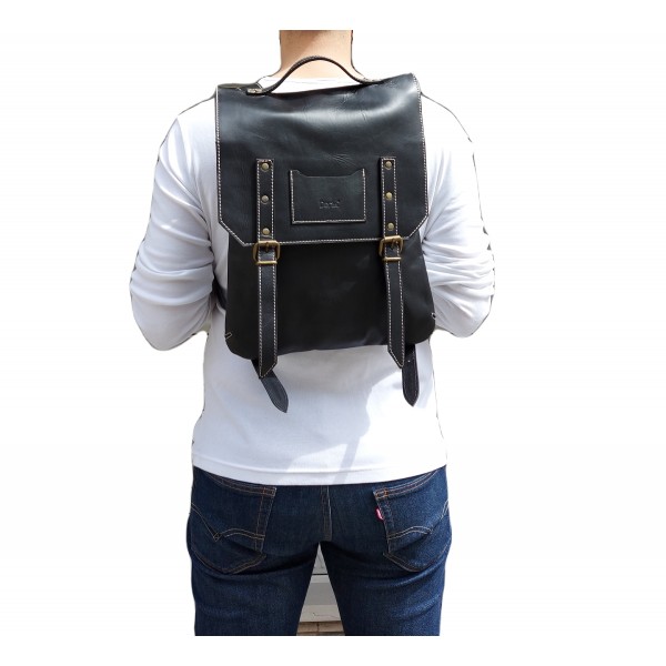 Deri Sırt Çantası – Laptop & Evrak Çantası - Siyah