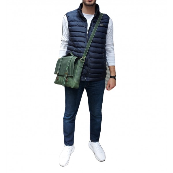 Deri Postacı Çantası – Şık & Fonksiyonel - Yeşil