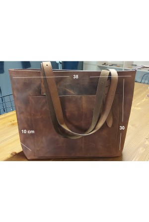 Deri Bayan Omuz Çantası – Taba Hand Serisi – Şık & Fonksiyonel