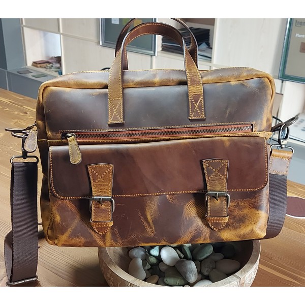 Hakiki Deri Evrak & Laptop Çantası Galaxy Serisi Taba