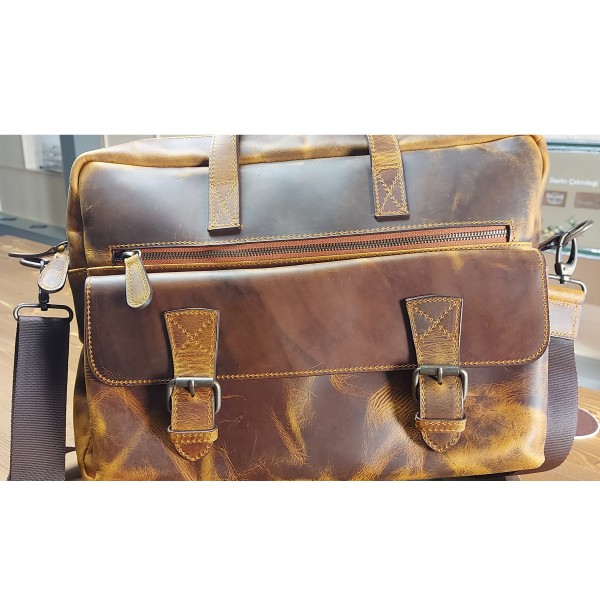 Hakiki Deri Evrak & Laptop Çantası Galaxy Serisi Taba