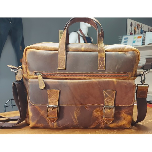 Hakiki Deri Evrak & Laptop Çantası Galaxy Serisi Taba