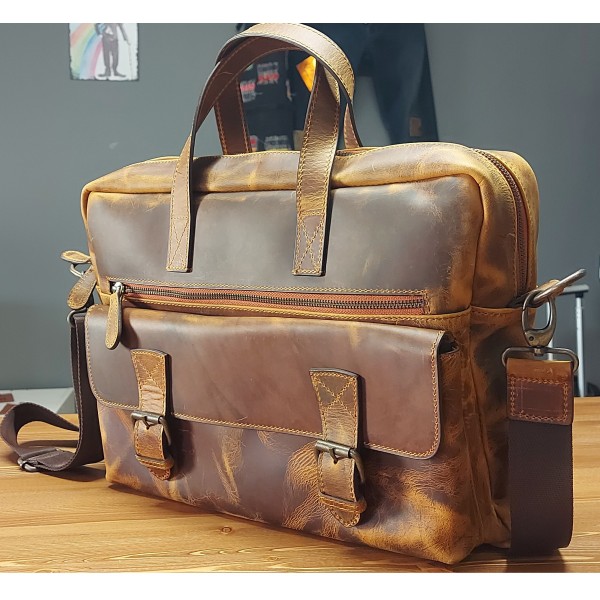 Hakiki Deri Evrak & Laptop Çantası Galaxy Serisi Taba