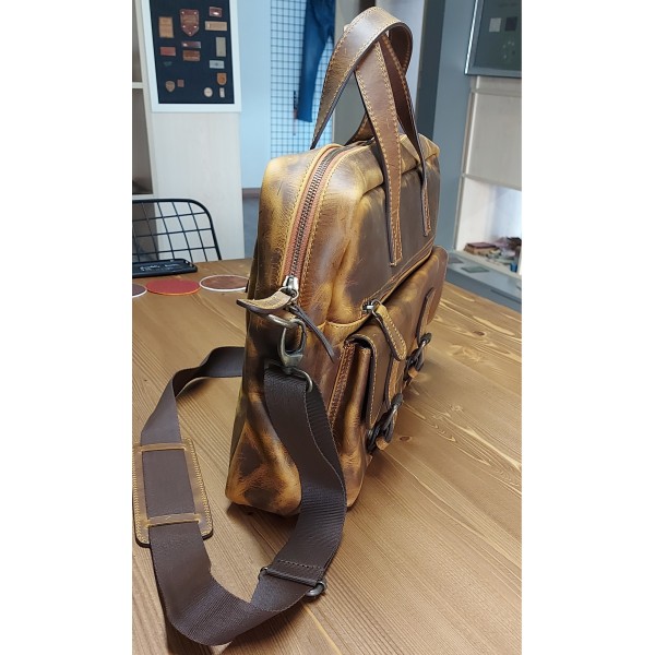 Hakiki Deri Evrak & Laptop Çantası Galaxy Serisi Taba