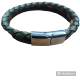 Corded Knitted Leather Bracelet Combined Green Black