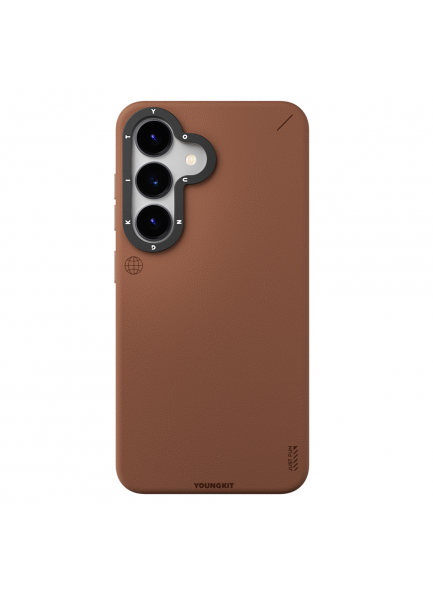 Güvenli M-Safe Şarj ve Şık Mat Deri Tasarımı Youngkit Tech Fashion Serisi Galaxy S25 M-Safe Şarjlı Mat Deri Kılıf