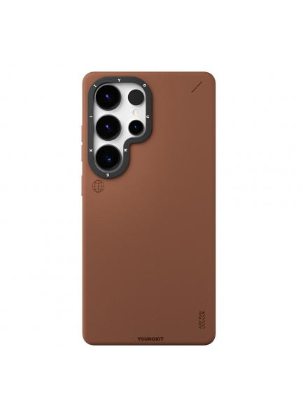 Güvenli M-Safe Şarj ve Şık Mat Deri Tasarımı Youngkit Tech Fashion Serisi Galaxy S25 Ultra M-Safe Şarjlı Mat Deri Kılıf