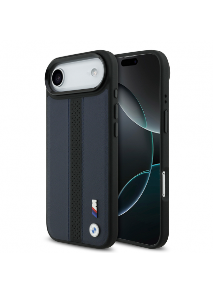 Apple iPhone 17 Air Deri Kılıf BMW Orjinal Lisanslı M-safe Şarj Özellikli Deri Kapak Apple iPhone 17 Air Kılıf BMW Orjinal Lisanslı M-safe Şarj Özellikli Deri Arka Yüzey Metal Logolu Delikli Şerit Tasarımlı Kapak
