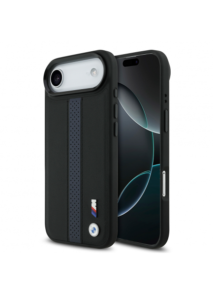 Apple iPhone 17 Air Deri Kılıf BMW Orjinal Lisanslı M-safe Şarj Özellikli Deri Kapak Apple iPhone 17 Air Kılıf BMW Orjinal Lisanslı M-safe Şarj Özellikli Deri Arka Yüzey Metal Logolu Delikli Şerit Tasarımlı Kapak