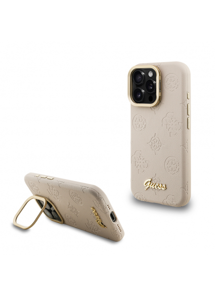 Lüks Guess Peony Tasarımı ve Sıcak Baskılı Logo iPhone 15 Pro'ya Özel Hassas Kesim ve Kolay Erişim