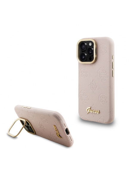 Lüks Guess Peony Tasarımı ve Sıcak Baskılı Logo iPhone 15 Pro'ya Özel Hassas Kesim ve Kolay Erişim