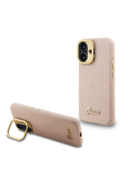 Lüks Guess Peony Tasarımı ve Sıcak Baskılı Logo iPhone 16 'ya Özel Hassas Kesim ve Kolay Erişim