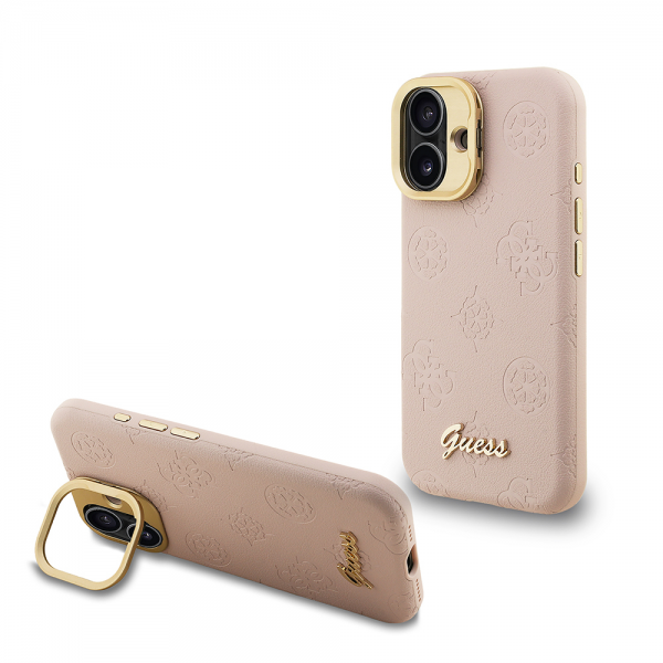 Apple iPhone 16 Kılıf Guess Orjinal Lisanslı M-safe Şarj Özellikli Sıcak Baskılı Yazı Logolu Kamera Standlı PU Deri Peony Kapak Apple iPhone 16 Kılıf Guess Orjinal Lisanslı M-safe Şarj Özellikli Sıcak Baskılı Yazı Logolu Kamera Standlı PU Deri Peony Kapak