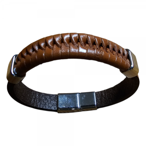 Örgü Desenli Bileklik Hakiki Gerçek Deri Kahverengi Örgü Desenli Bileklik Hakiki Gerçek Deri Kahverengi