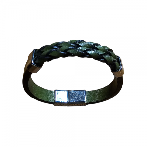 Yeşil Örmeli Hakiki Deri Bileklik – Unisex Klasik Serisi | Deritel