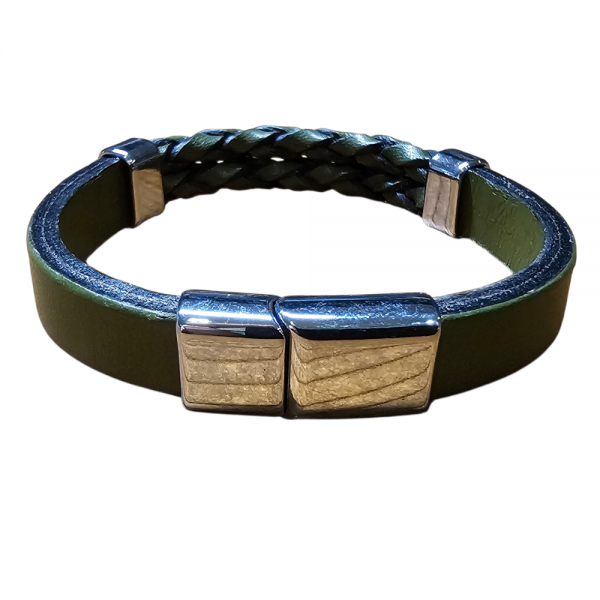 Yeşil Örmeli Hakiki Deri Bileklik – Unisex Klasik Serisi | Deritel