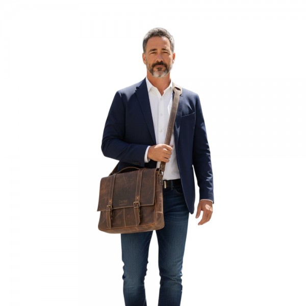 Deri Postacı Çantası – Şık & Fonksiyonel Kahverengi-Taba